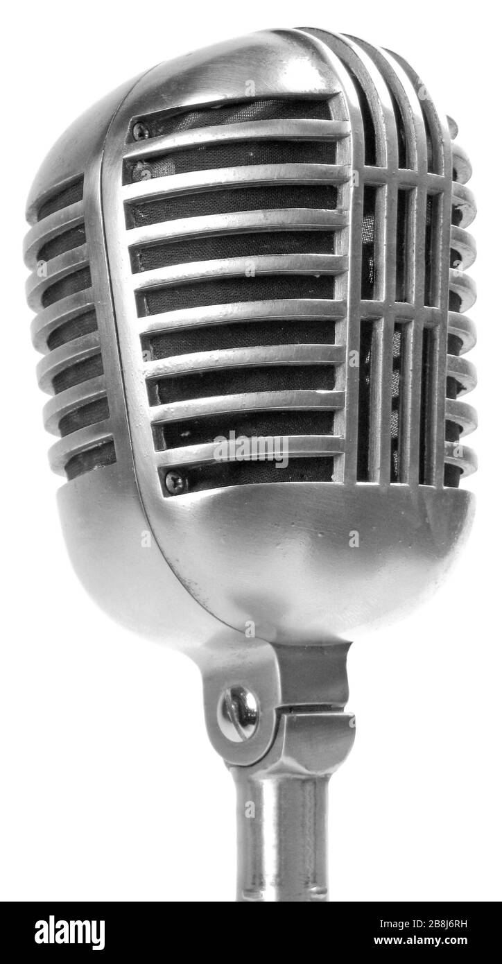 Retro Microphone isolated on white Stock Photo