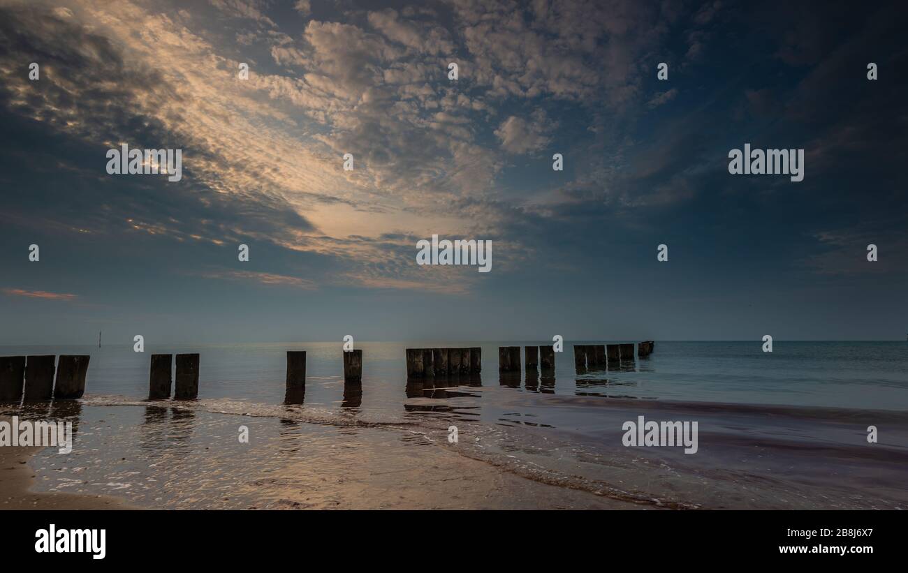 sunrise inside the lagoon beach, Bibione Pineda, Venice province Stock ...