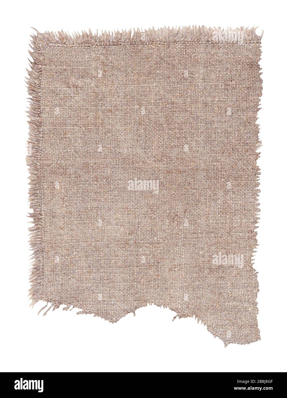 Burlap fabric torn Sack cloth isolated. Texture sack background. Burlap