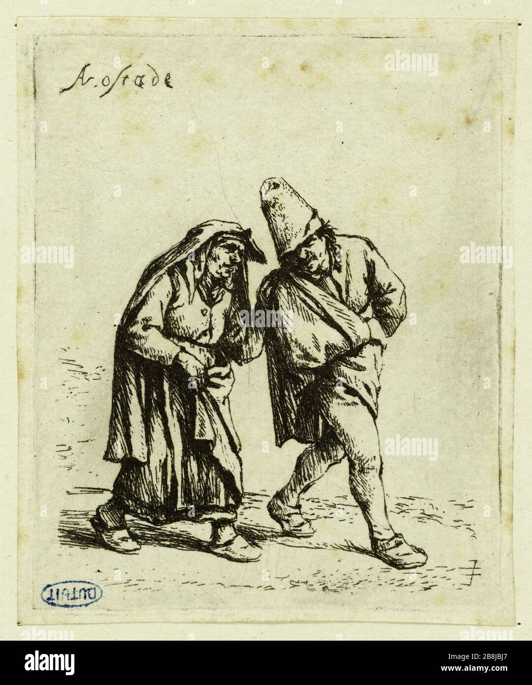 Man and woman walking together (Bartsch 24) Adriaen Van Ostade (1610-1685).  L'homme et la femme marchant ensemble (Bartsch 24). Eau-forte, vers 1647.  Musée des Beaux-Arts de la Ville de Paris, Petit Palais