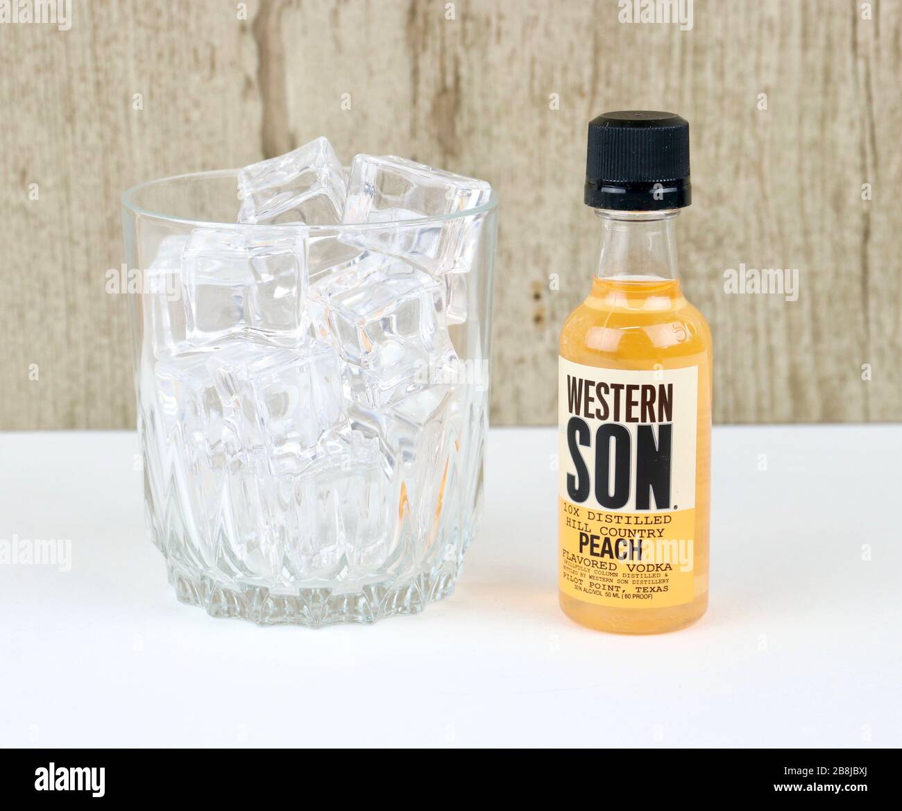 Spencer, Wisconsin, U.S.A. , March, 22, 2020   Bottle of Western Son Peach Vodka   Western Son is made in Texas, U.S.A. Stock Photo