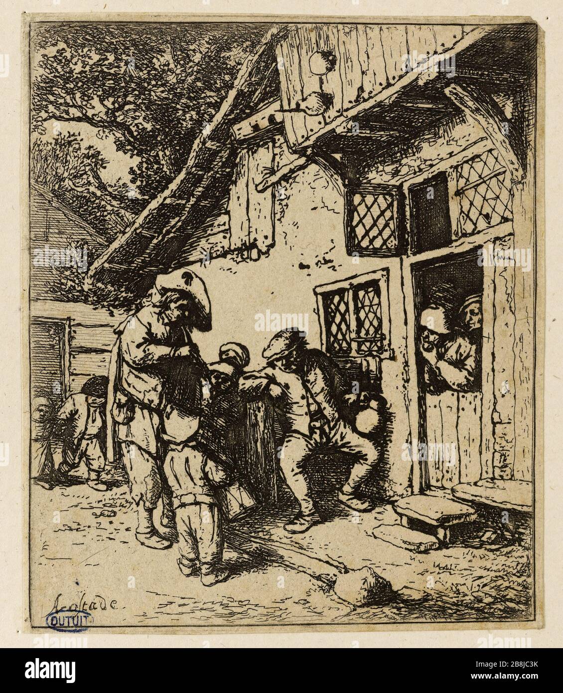 The buskers (Bartsch 38) Adriaen Van Ostade (1610-1685). Les musiciens ...
