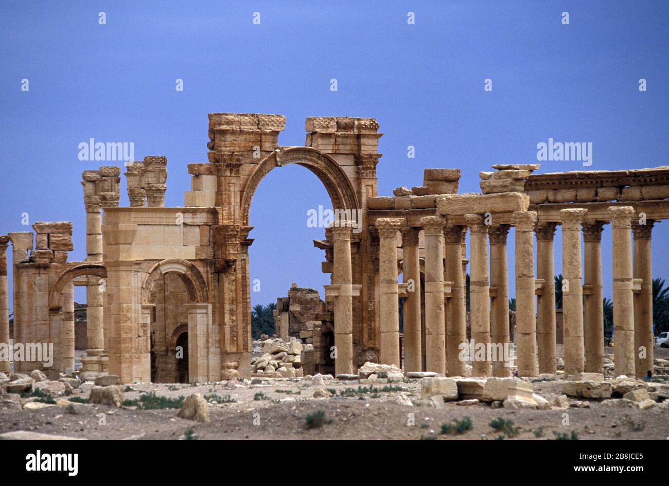 Monumental arch, Great Colonnade. Palmyra. Syria Stock Photo