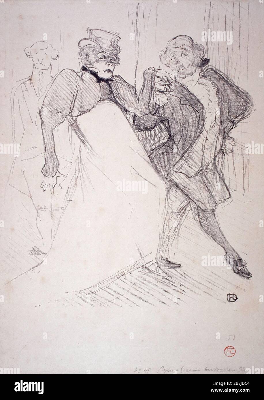 REJANE AND FELIX IN Galipaux 'MADAME SANS GENE Henri de Toulouse-Lautrec (1864-1901). Réjane et Félix Galipaux dans 'Madame Sans Gêne'. Lithographie. Musée des Beaux-arts de la ville de Paris, Petit Palais. Stock Photo