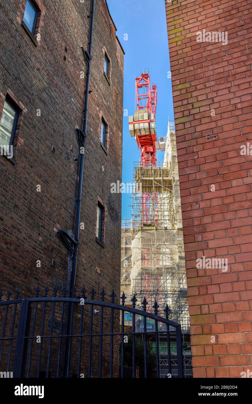 Construction Site New and Old Buildings Stock Photo