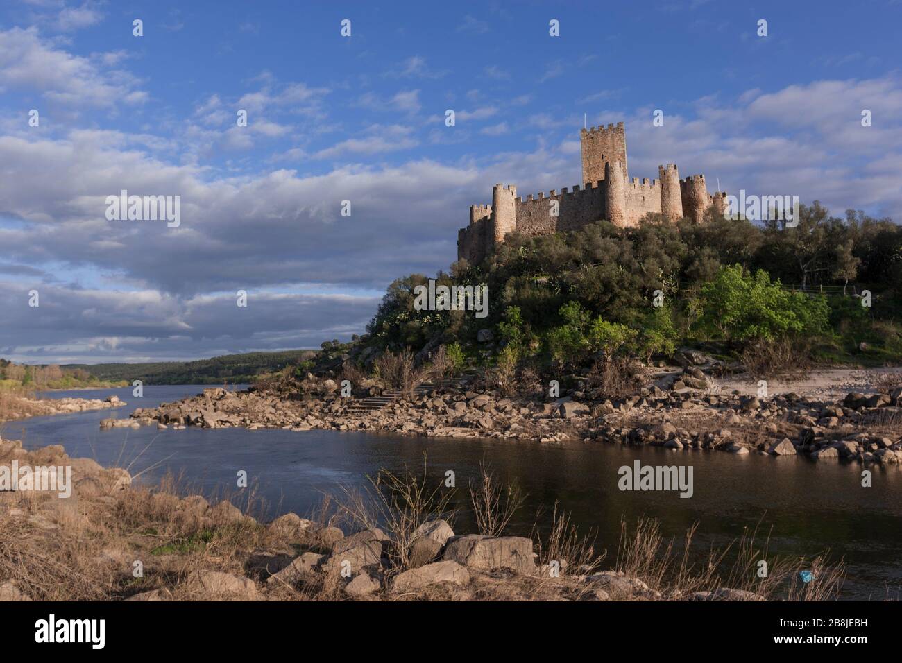 Medieval Castle Of Almourol In The Middle Of The Tagus River Praia Do Ribatejo Medio Tejo Portugal Stock Photo Alamy