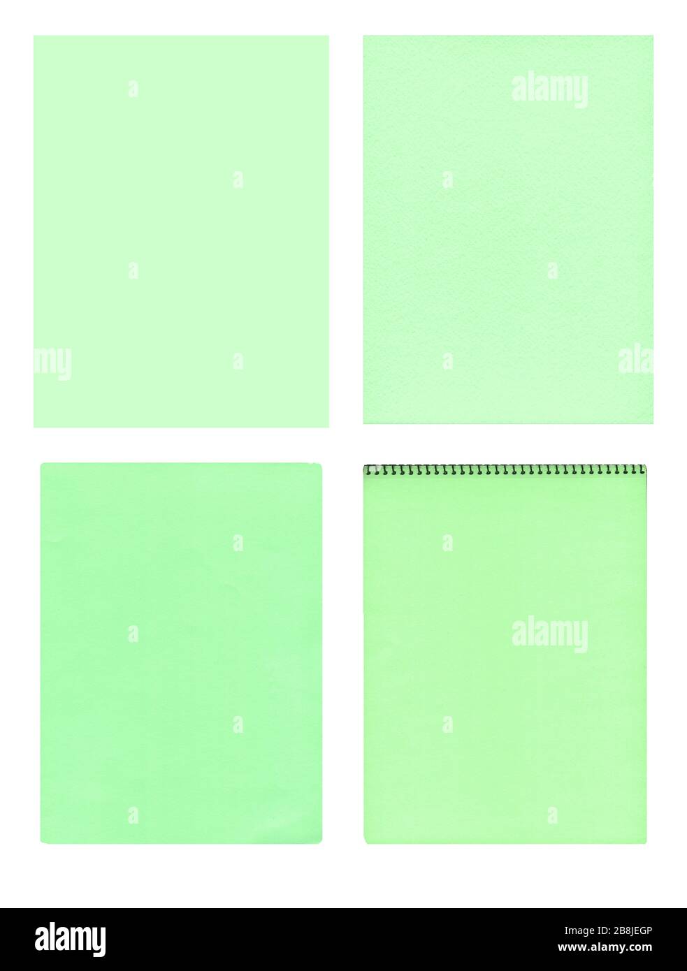 Notebook collection isolated on white background. Green notebook set. Notebook collection isolated. Stock Photo