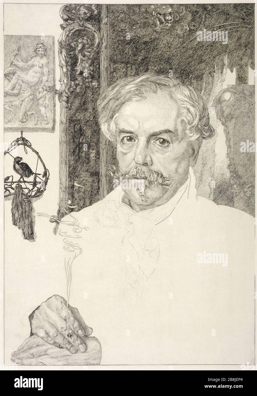 Edmond de Goncourt Félix Bracquemond (1833-1914). 'Portrait d'Edmond de Goncourt'. Musée des Beaux-Arts de la Ville de Paris, Petit-Palais. Stock Photo