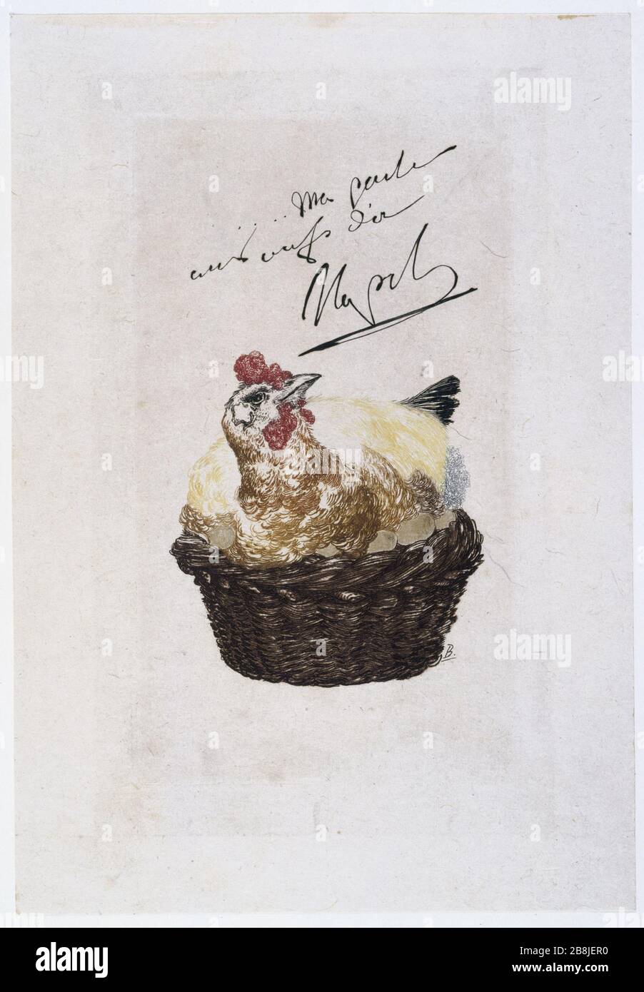 THE GOOSE THAT LAYS GOLDEN EGGS 'La poule aux oeufs d'or'. Illustration de Felix Bracquemond (1833-1914).  Musée des Beaux-Arts de la Ville de Paris, Petit Palais. Stock Photo