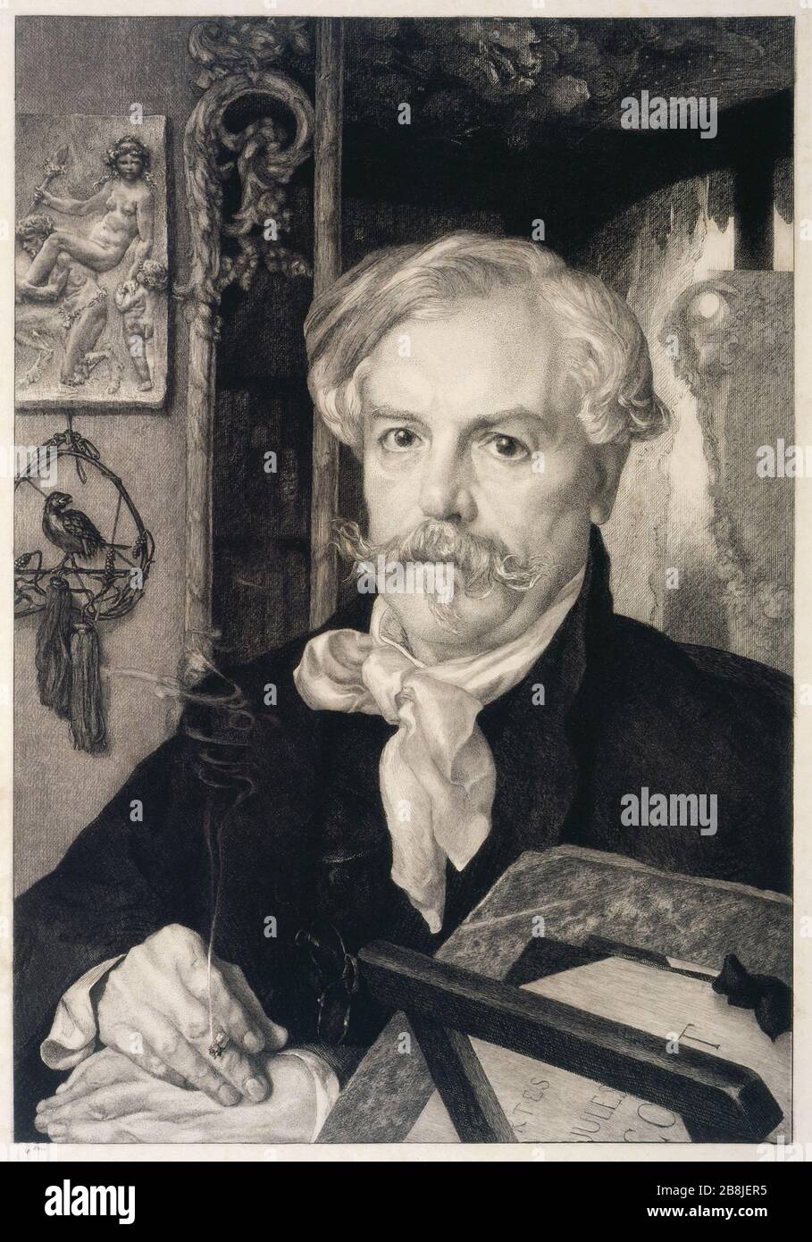 Edmond de Goncourt Félix Bracquemond (1833-1914). 'Portrait d'Edmond de Goncourt'. Musée des Beaux-Arts de la Ville de Paris, Petit Palais. Stock Photo