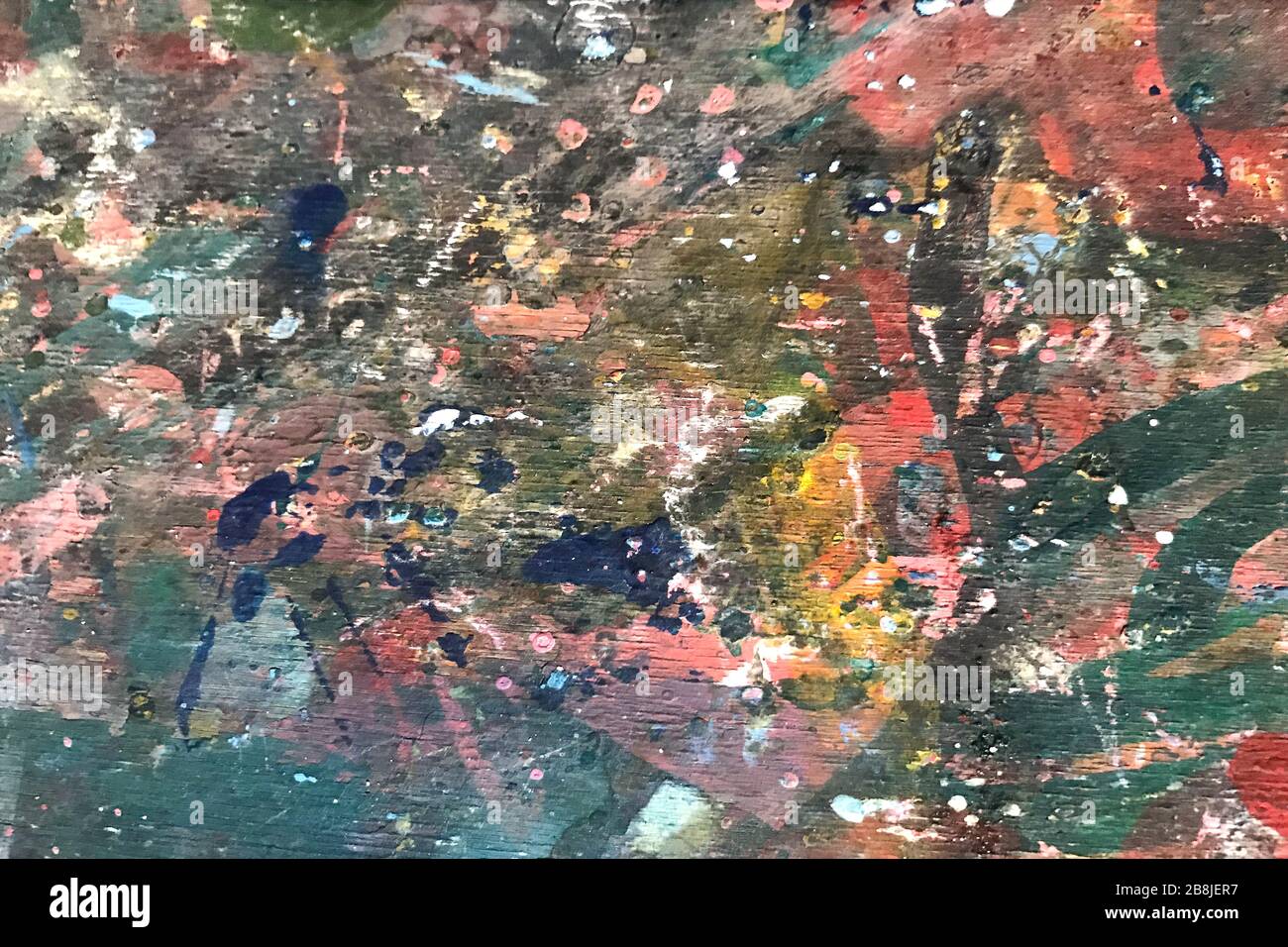 blurred art background abstract color paints on wooden, background artist color palette Stock Photo