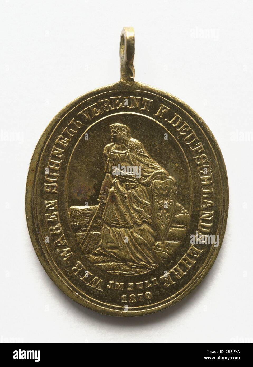 Franco-German War, in July 1870 (dummy Title) Médaille représentant la guerre franco-allemande, juillet 1870. Cuivre doré, 1870. Paris, musée Carnavalet. Stock Photo