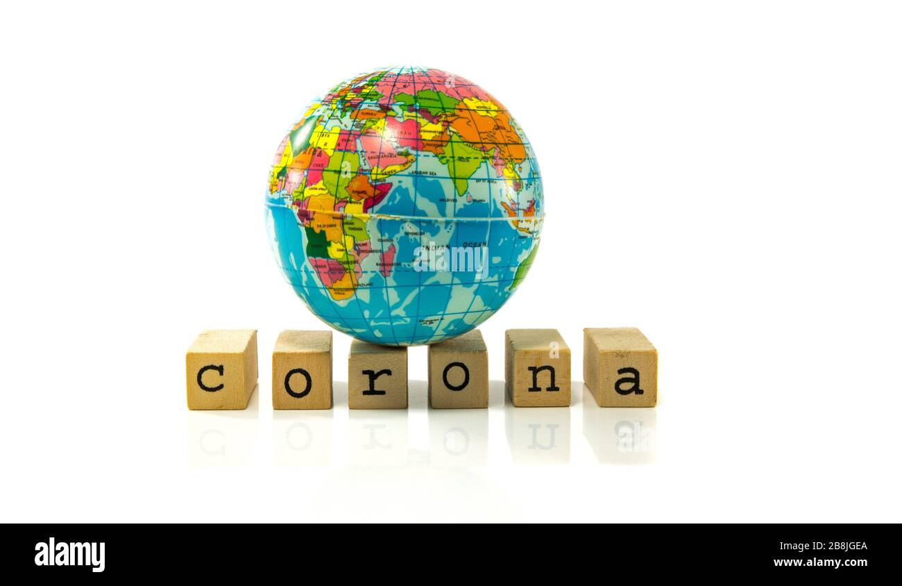 Covid 19 corona virus world wide pandemie with dead people all around the golbe Stock Photo