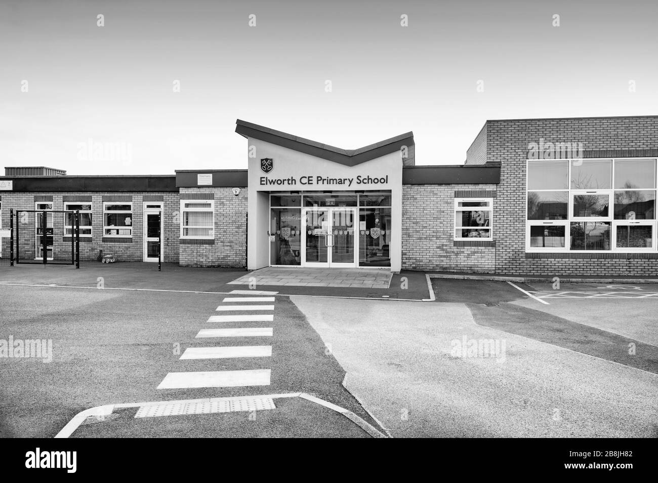 Elworth CE Primary School in Black and White,Cheshire UK Stock Photo