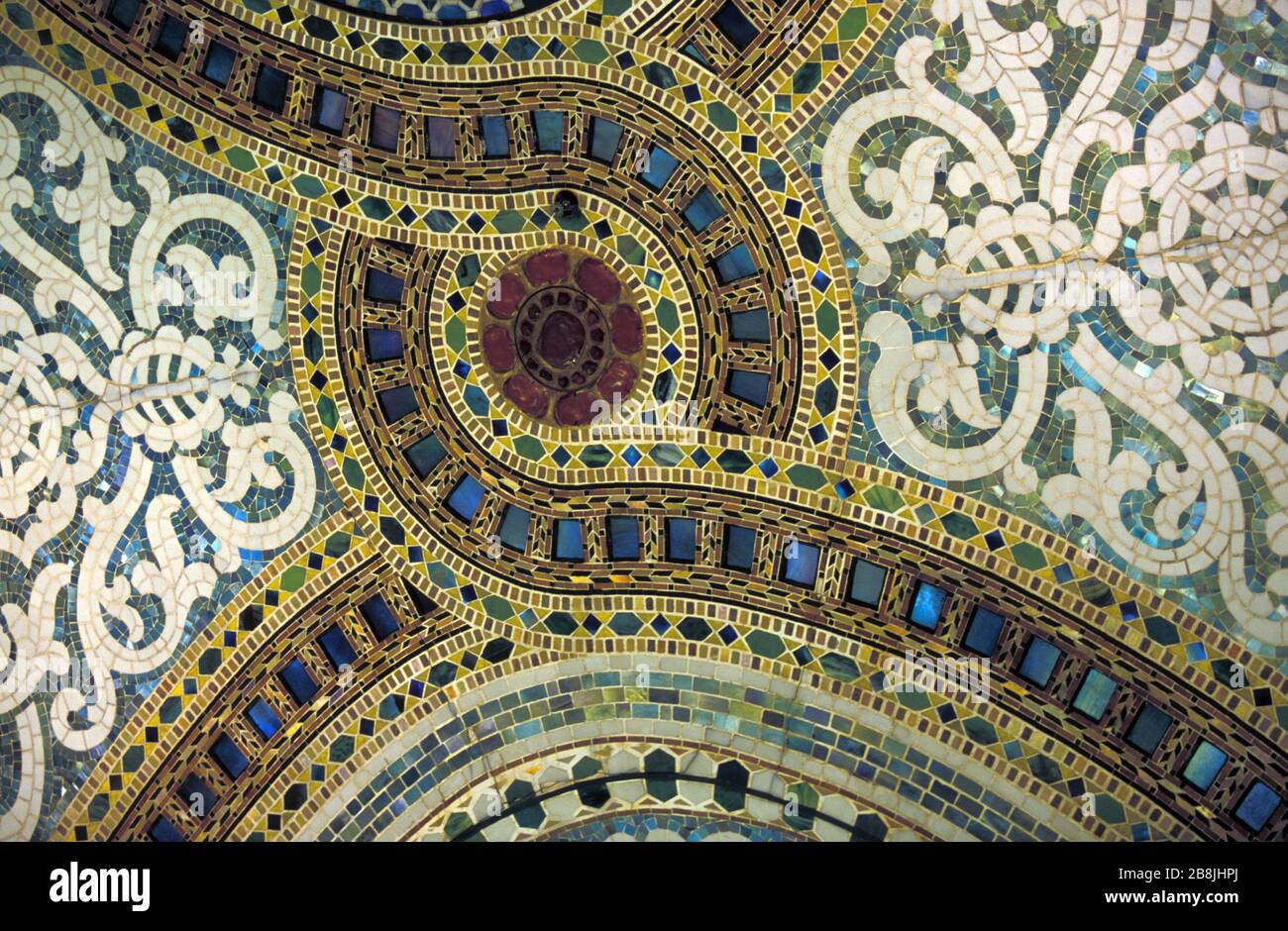 The largest stained glass domed ceiling in the world by tiffany hires