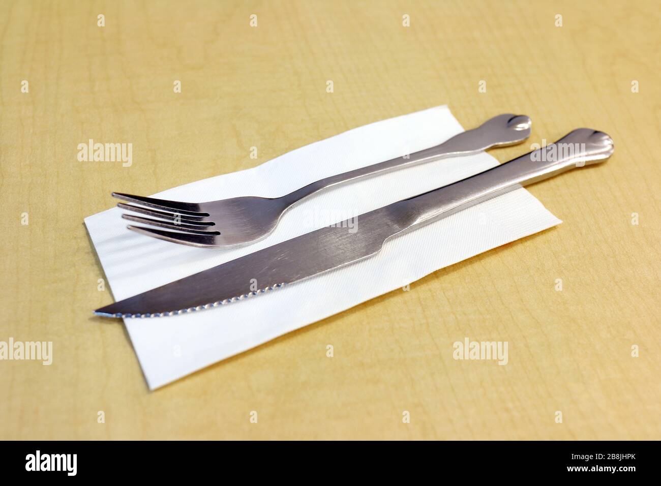 Knife, cutlery, fork and spoon on the tissue paper Stock Photo Alamy