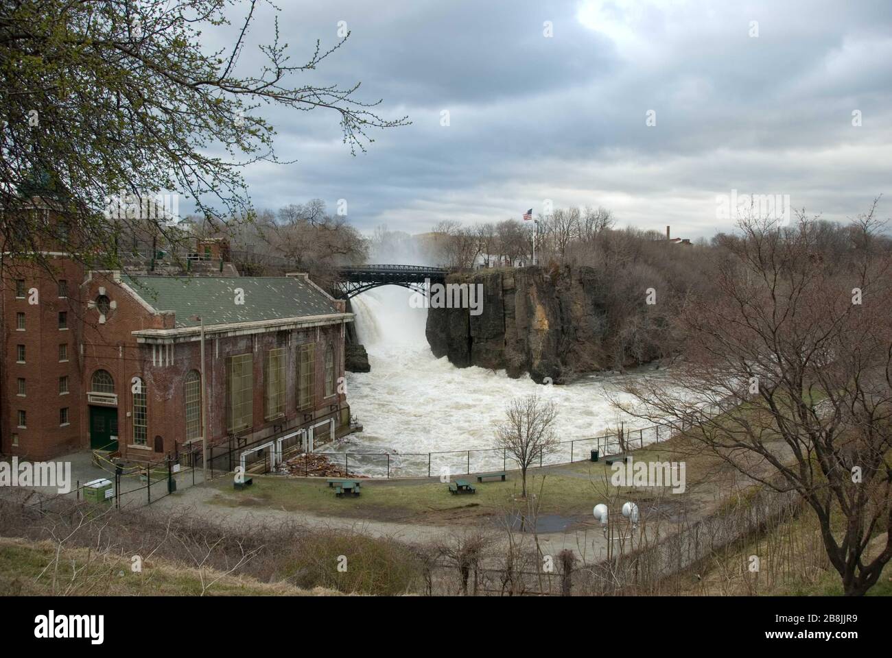 'Great Falls of the Passaic River after 8 inches (200 mm) of rain drenched Northern New Jersey the second week of April 2007.; Taken on 18 April 2007; Own work; Den Spiess; ' Stock Photo