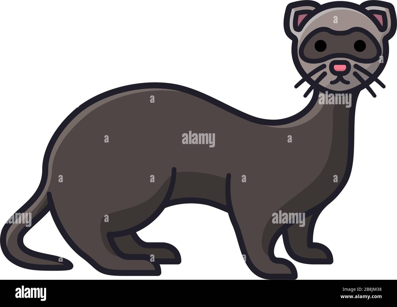 Ferret cartoon isolated vector illustration for erret Day on April 2nd. European Polecat or Weasel carnivore symbol. Stock Vector