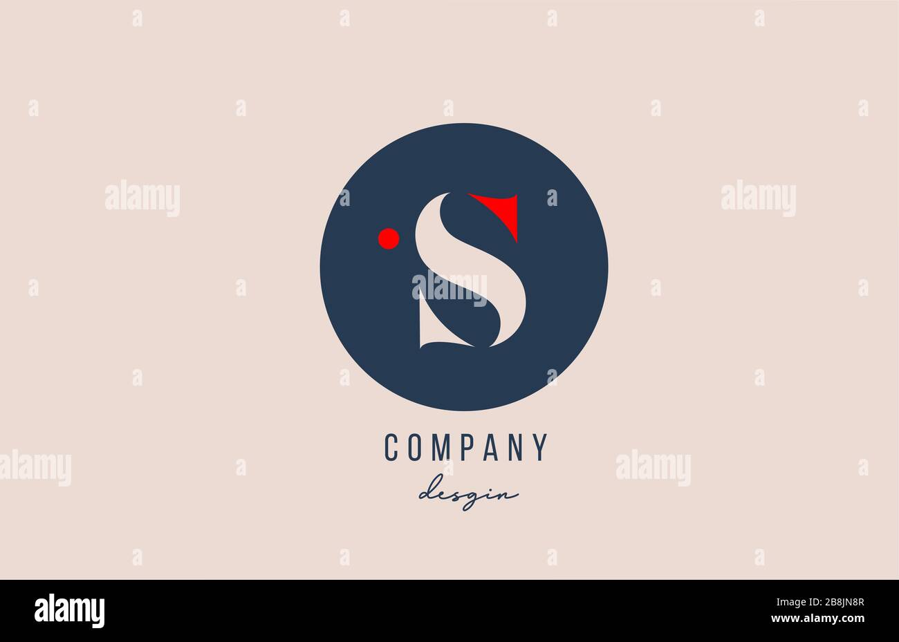 red dot S letter alphabet logo icon design with blue circle for company ...