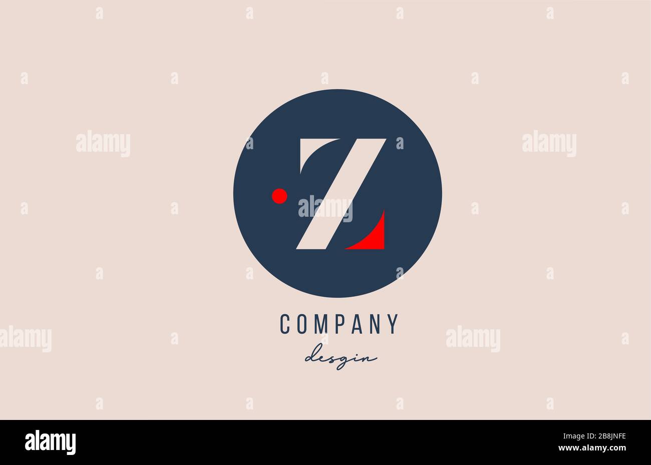 red dot Z letter alphabet logo icon design with blue circle for company ...