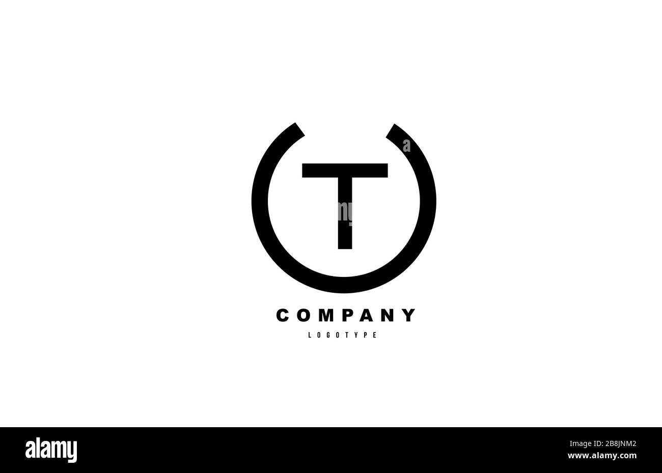 simple T black and white letter logo alphabet icon design for company ...