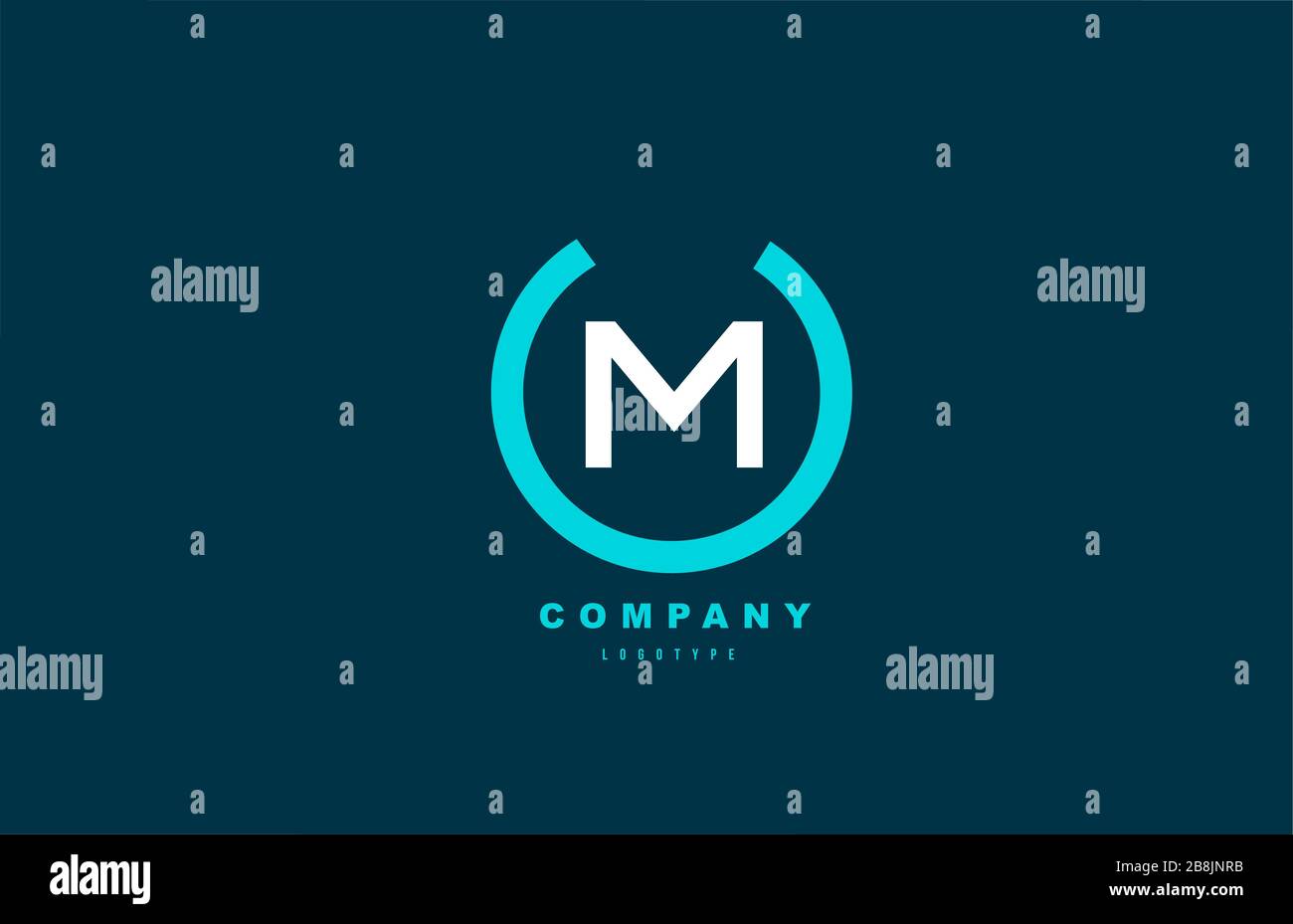 M white and blue letter simple logo alphabet icon design for business ...