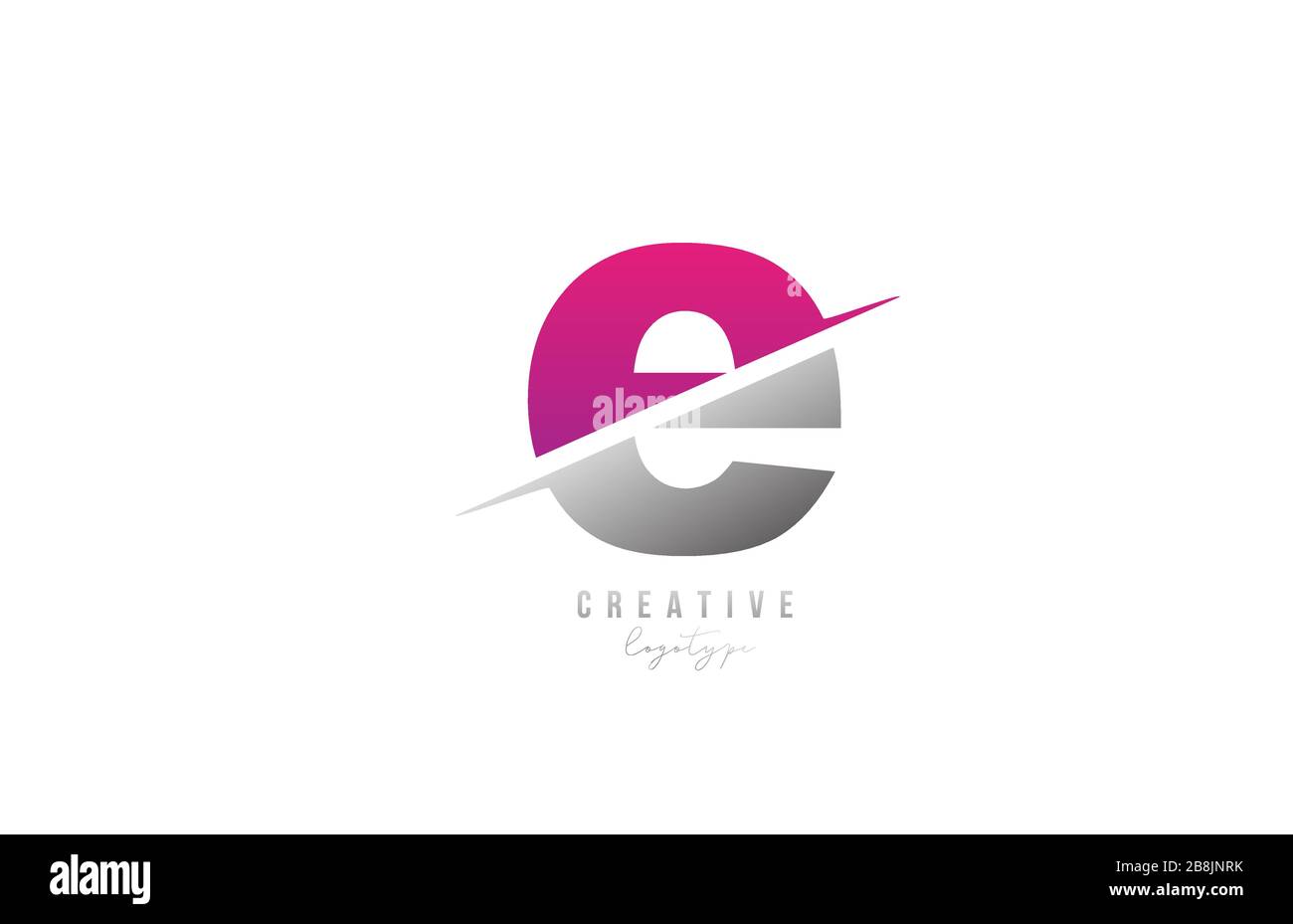pink and grey E letter logo alphabet icon design for company and ...