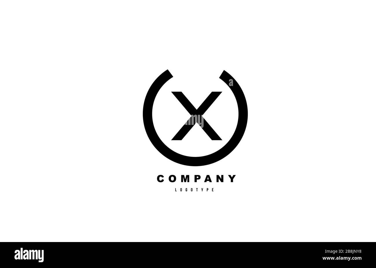 simple X black and white letter logo alphabet icon design for company ...