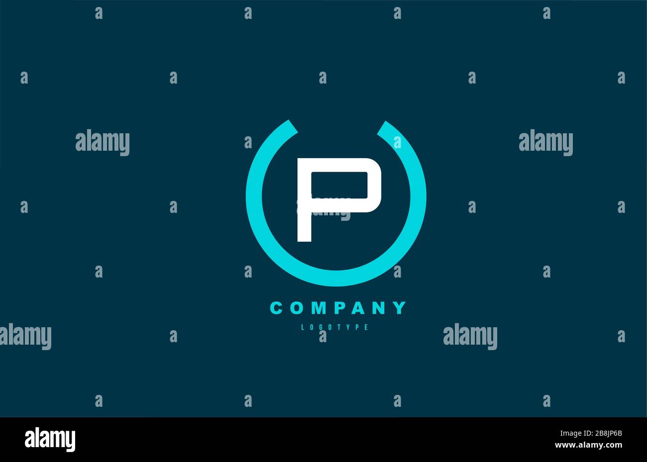 P white and blue letter simple logo alphabet icon design for business ...