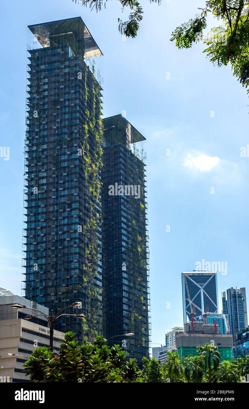 Le Nouvel KLCC luxury residential towers with vertical gardens Kuala Lumpur City Centre Malaysia Stock Photo