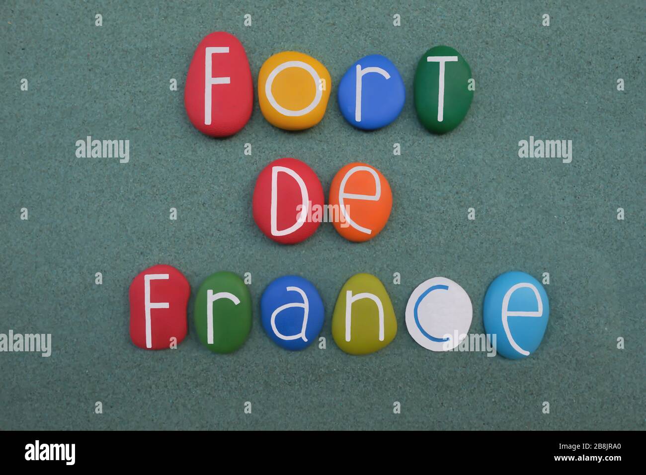 Fort-de-France, capital city of Martinique, an overseas department of France located in the Caribbean, souvenir with multi colored stone letters Stock Photo
