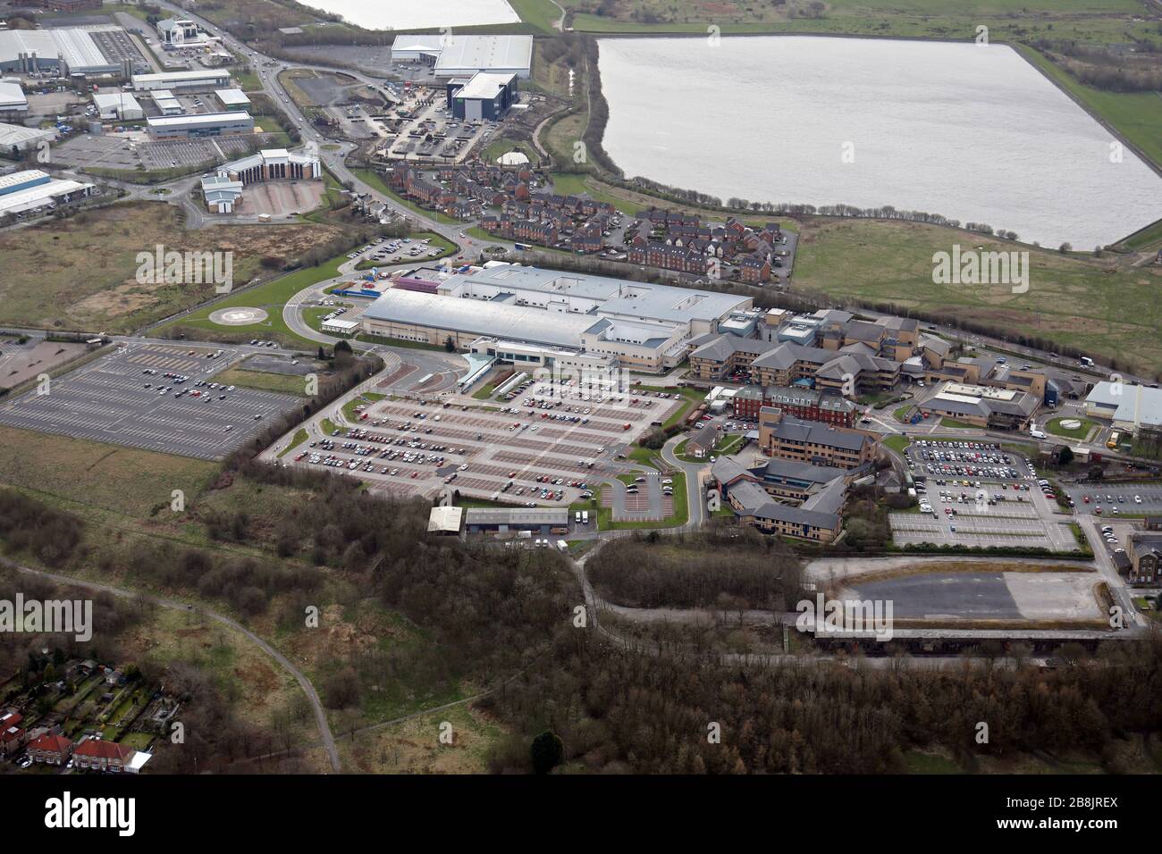 aerial view of Royal Blackburn Hospital, Lancashire Stock Photo