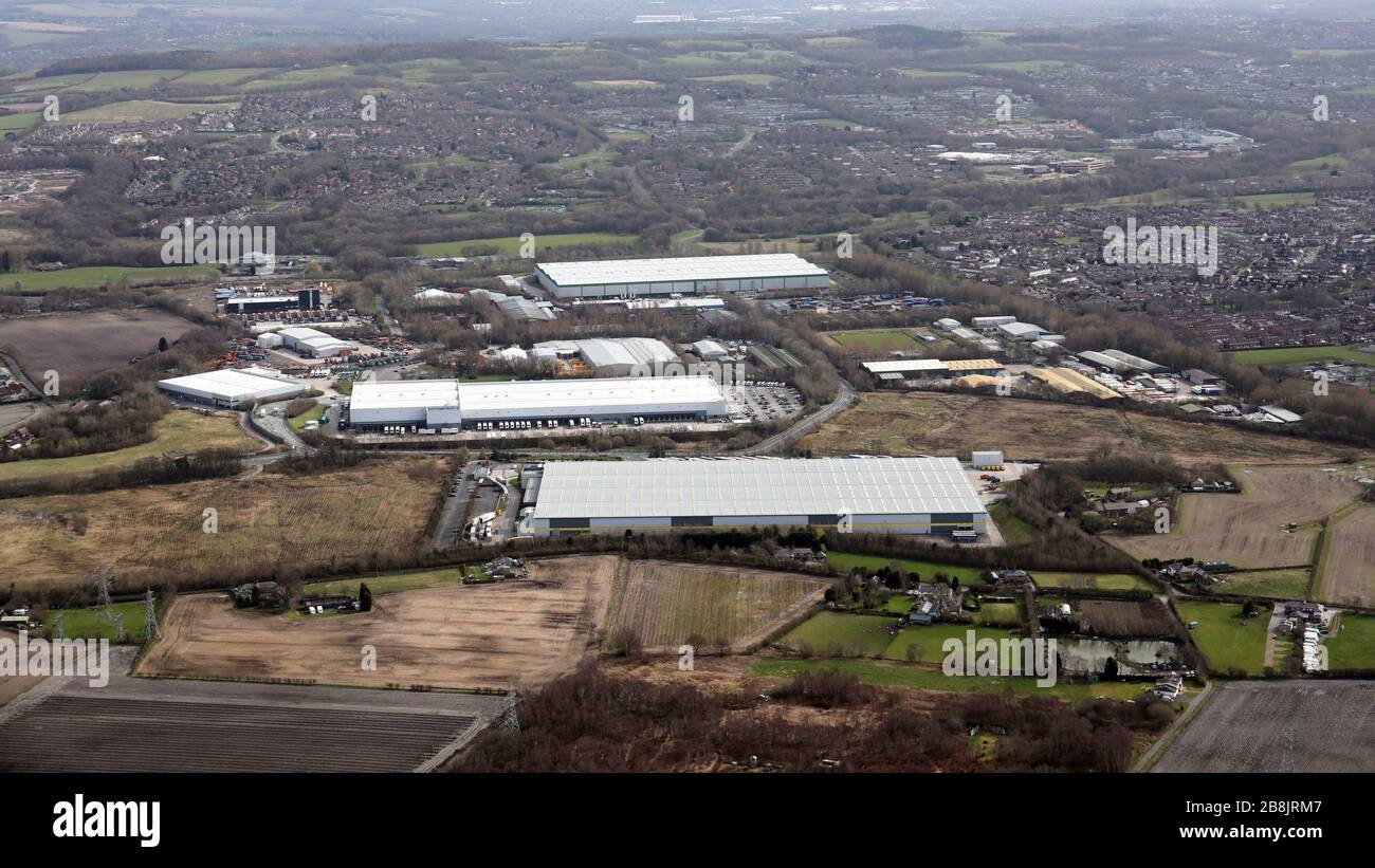 aerial view of industry and Stanley Industrial Estate, Skelmersdale, Lancashire Stock Photo