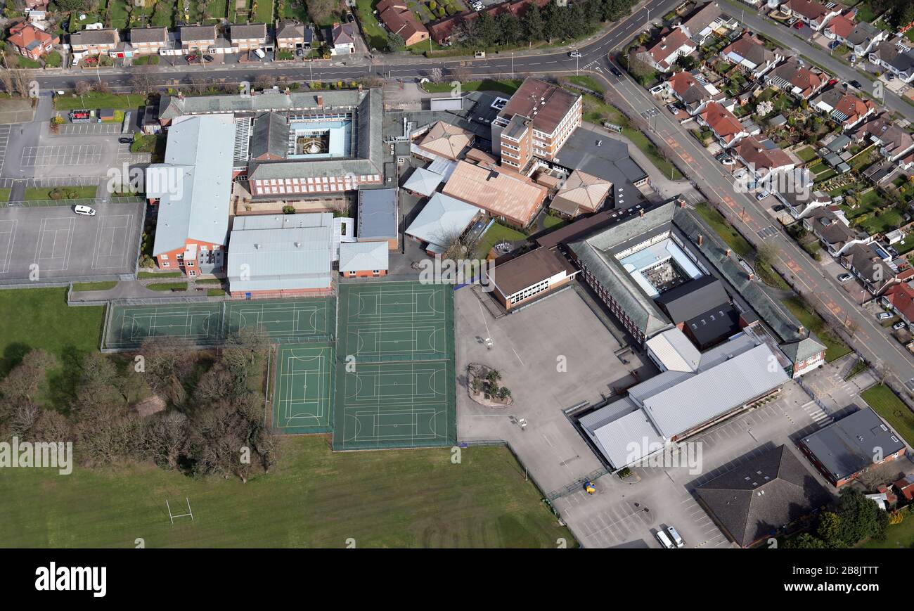 aerial view of Wirral Grammar School for Girls and Wirral Grammar School for Boys, Merseyside Stock Photo