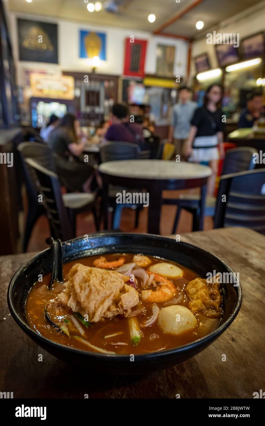 Bowl of Asam Laksa, a famous dish in Malacca, Malaysia Stock Photo