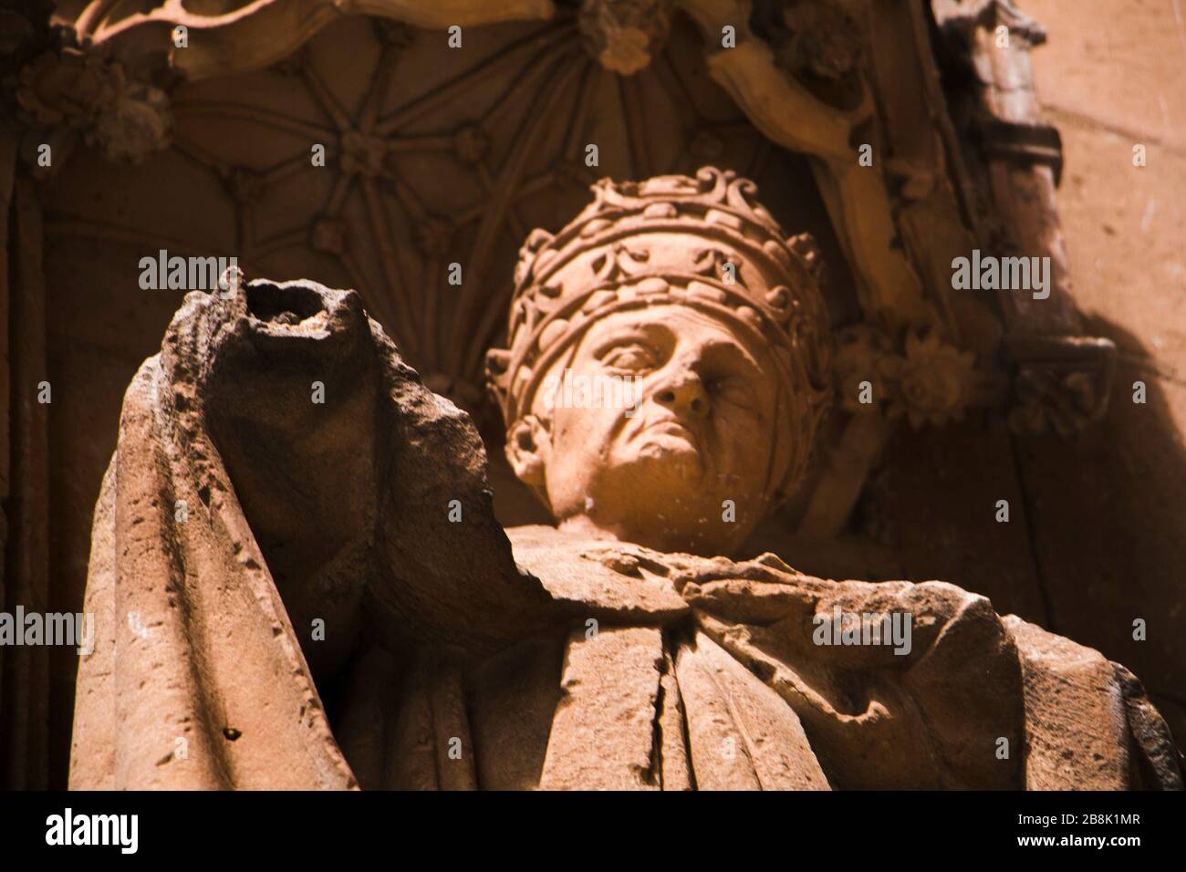 sculpture in baroque architecture of shattered and ancient Salamanca Stock Photo