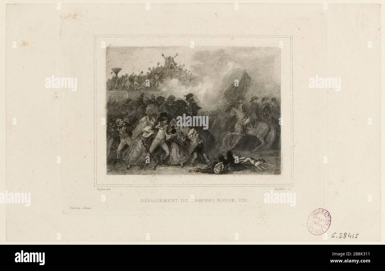Deploying the red flag, 1791. (TI) Stock Photo