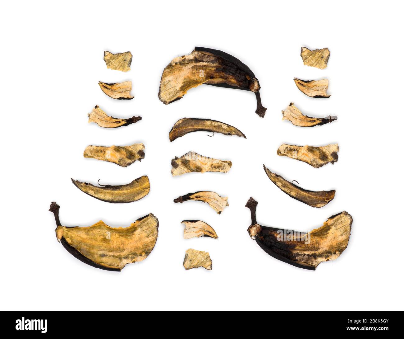 Decaying banana slices against white background Stock Photo Alamy
