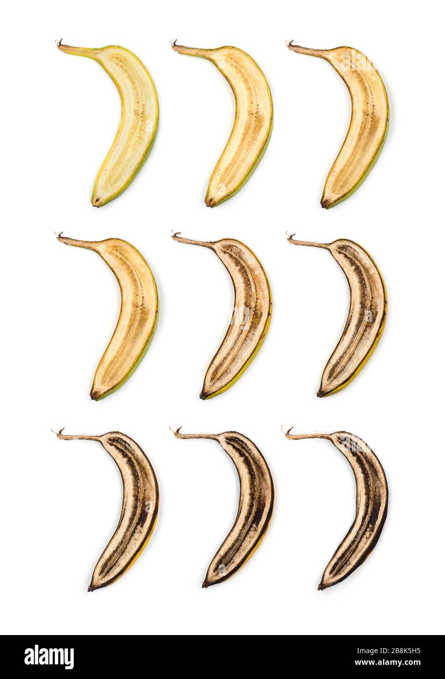 Decaying banana slices against white background Stock Photo Alamy