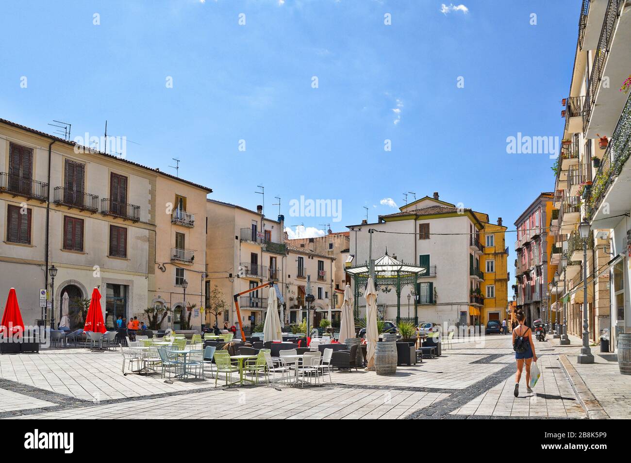 A square among the characteristic houses of the historic center of Isernia, Italy Stock Photo