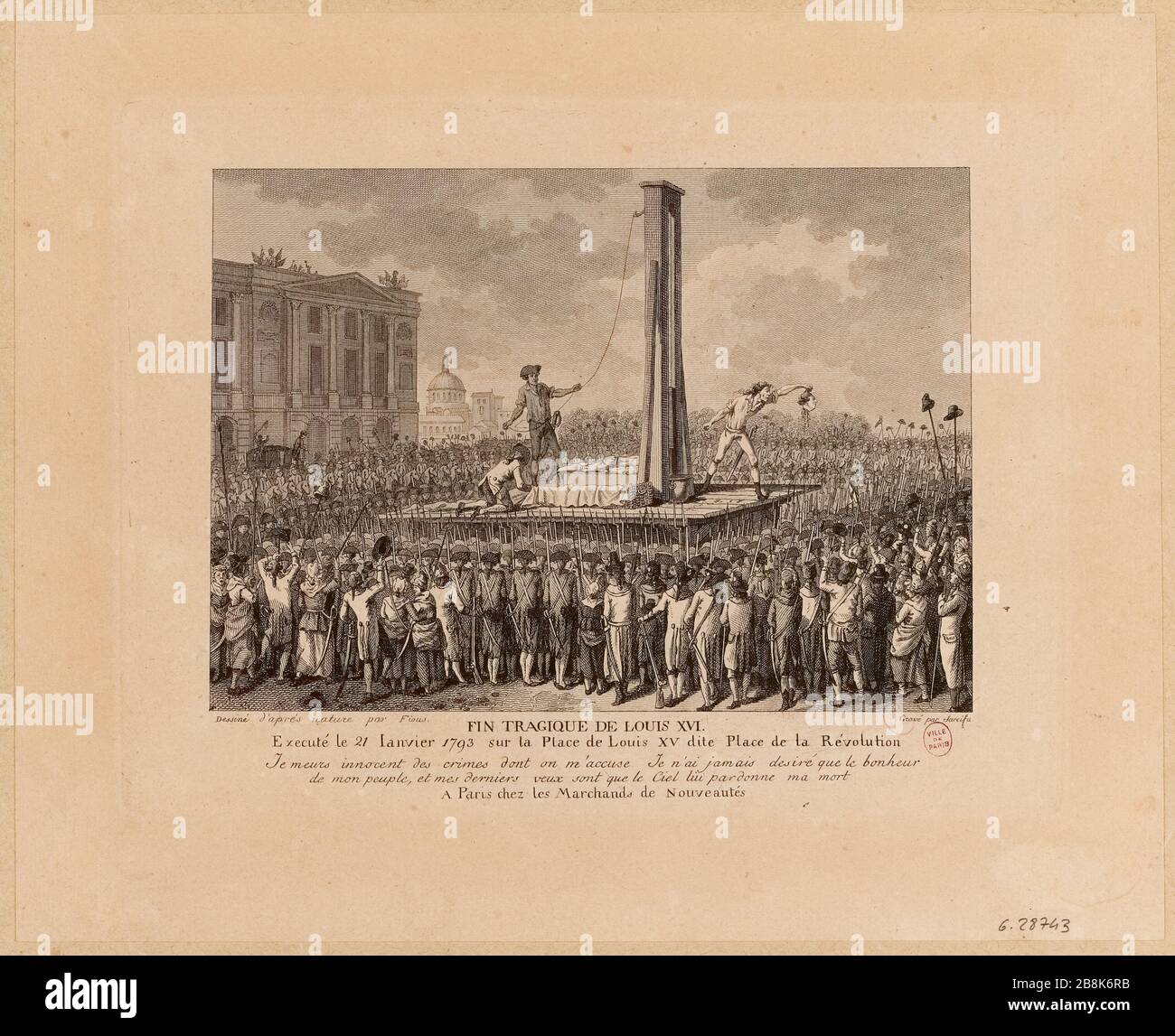 French Revolution: The execution of Louis XVI, Revolution Square, current Place de la Concorde, current 8th district, 21 January 1793. (dummy title) Stock Photo