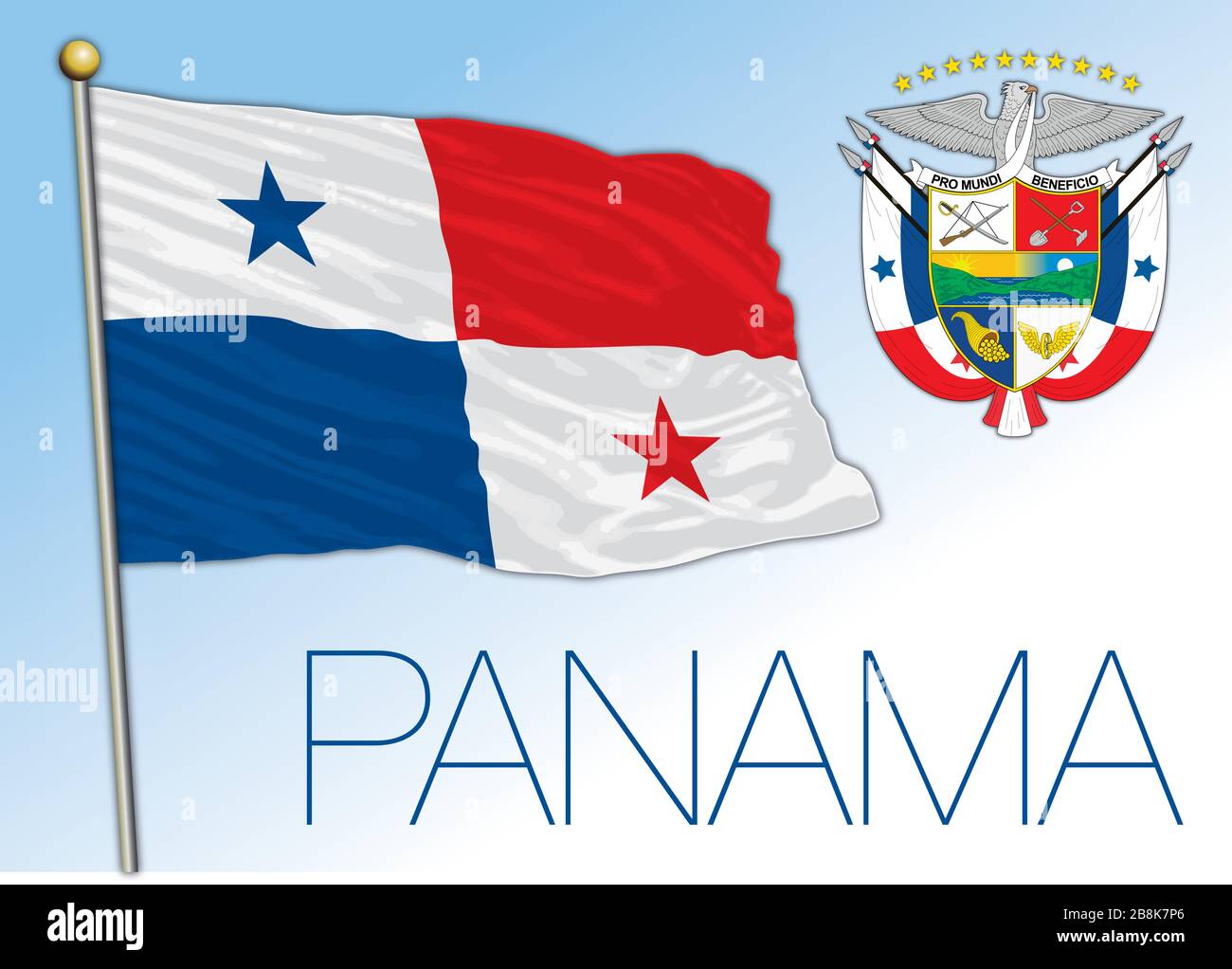 Panama official national flag and coat of arms, central america, vector illustration Stock Vector