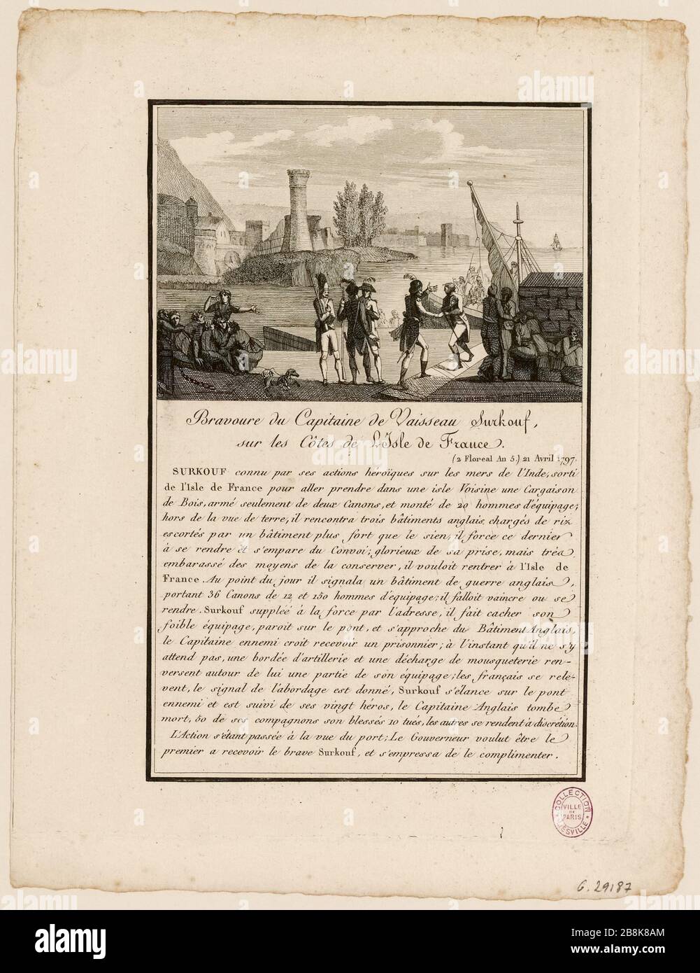 Bravery Captain of ship Surcouf, on the coast of the Isle of France