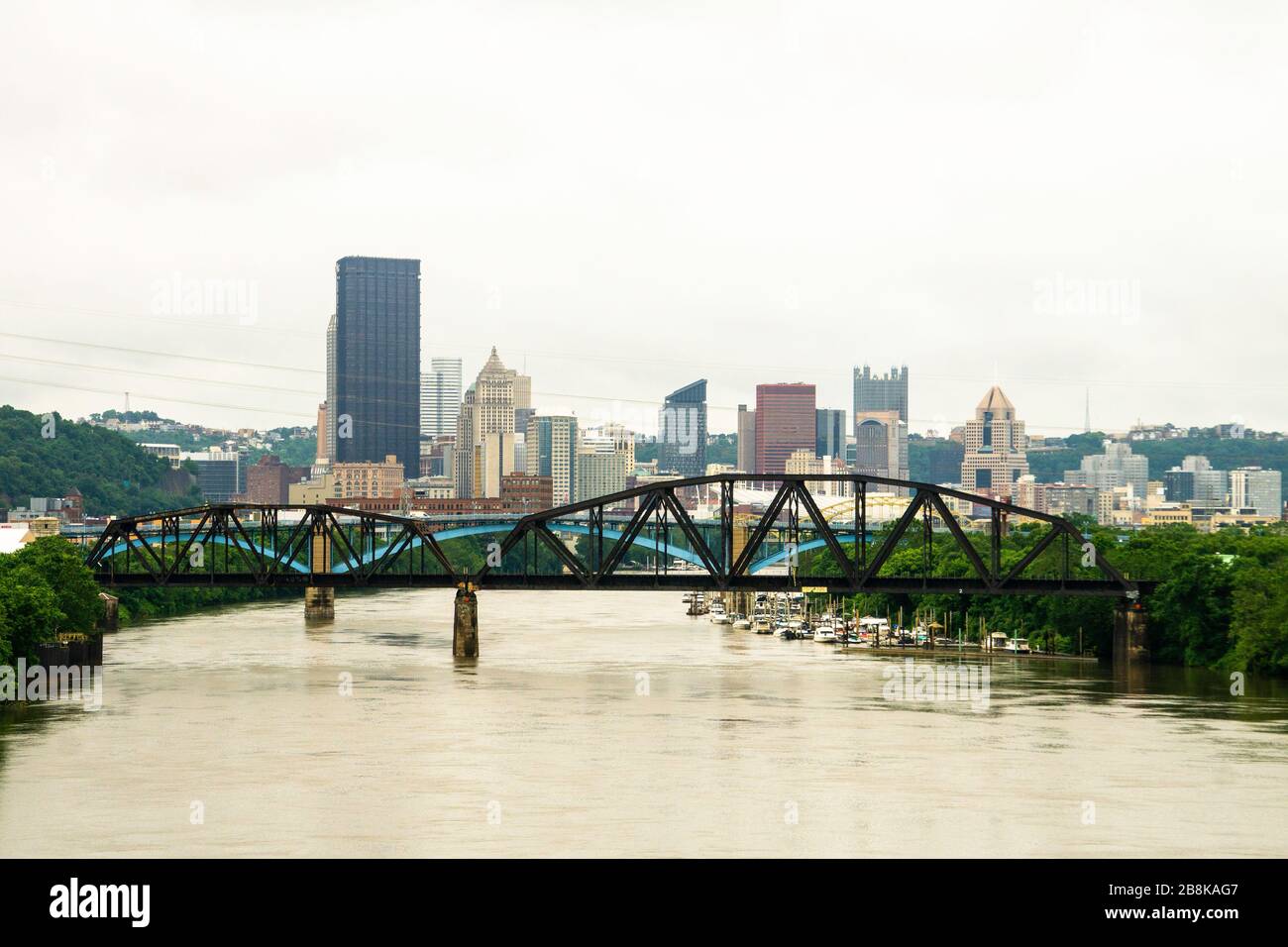 Pittsburgh Skyline with Allegheny River Stock Photo