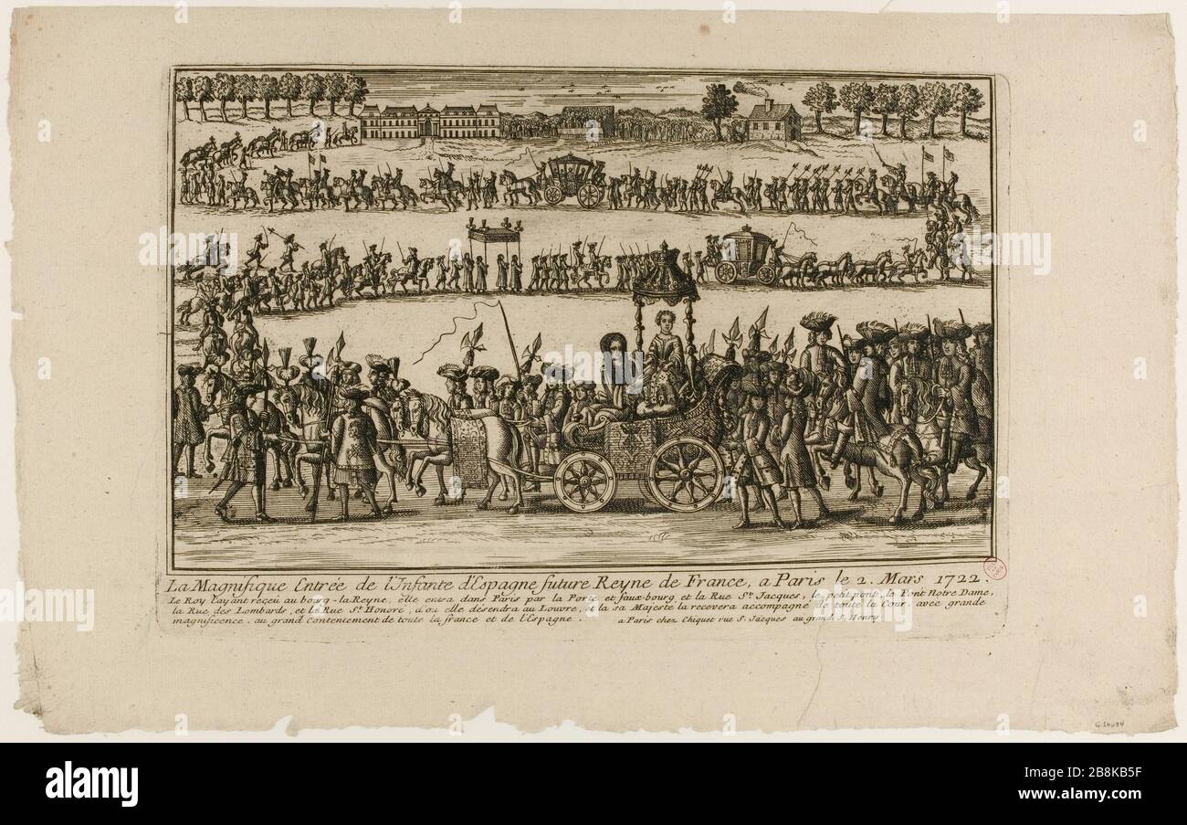 The Magnificent future of Spain Infante Entrance Reyne de France in Paris March 2, 1722. (TI) Stock Photo