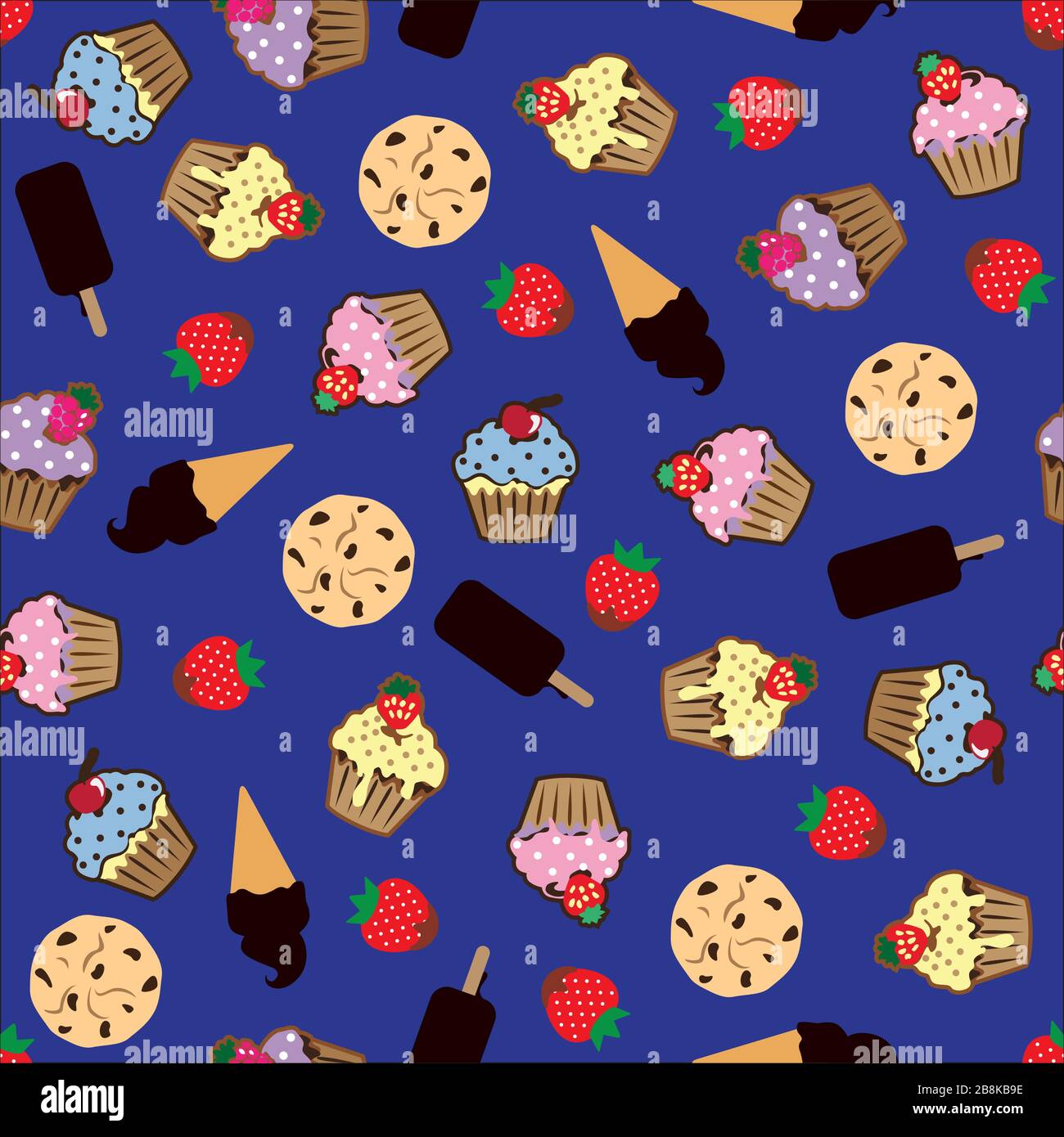 Cupcake vector pattern white background Stock Vector
