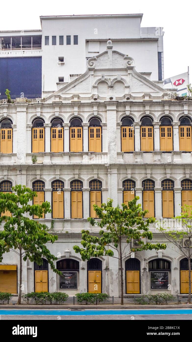 Side facade of traditional building which fronts Medan Pasar Old Market Square Chinatown Kuala Lumpur Malaysia. Stock Photo