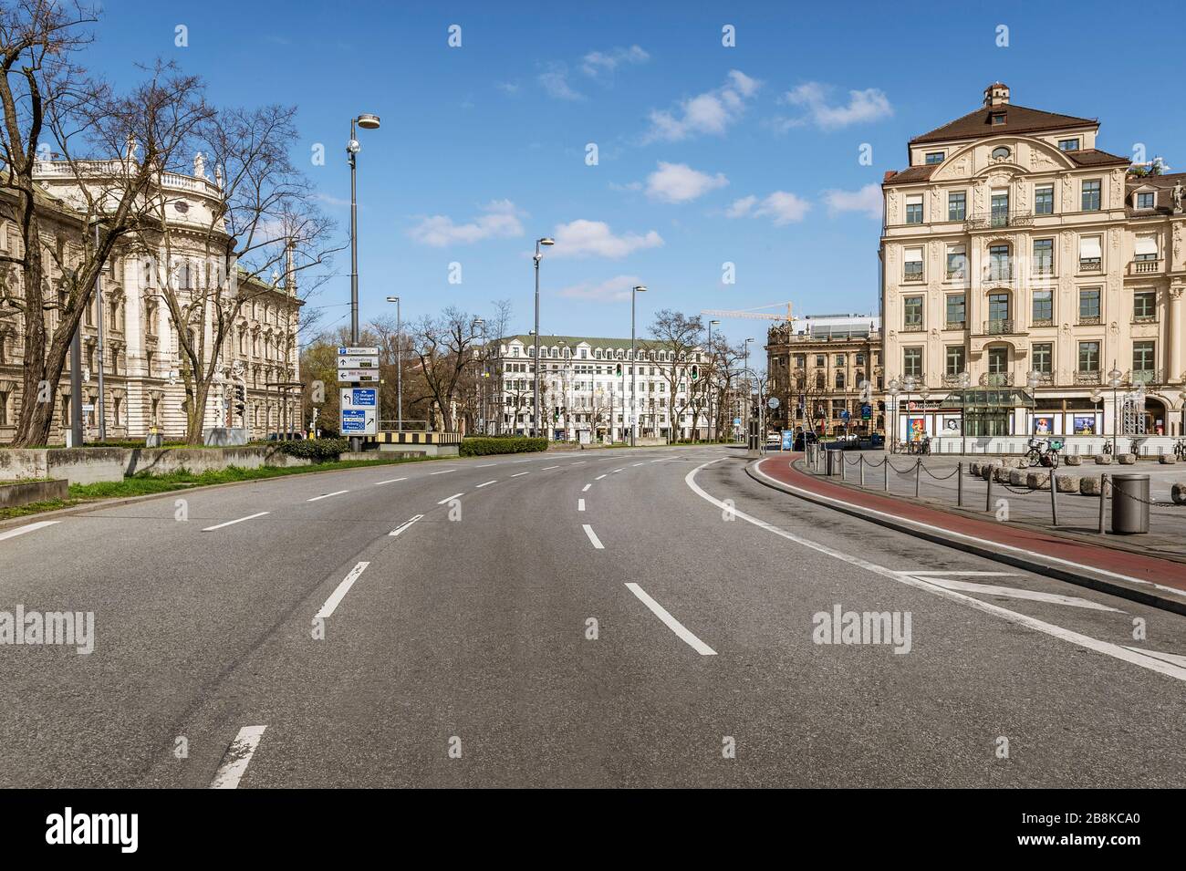 Bavaria-Munich-Germany, 22. März 2020: Empty streets at the Karlsplatz Stachus in Munich because of shutdown due to corona virus Stock Photo