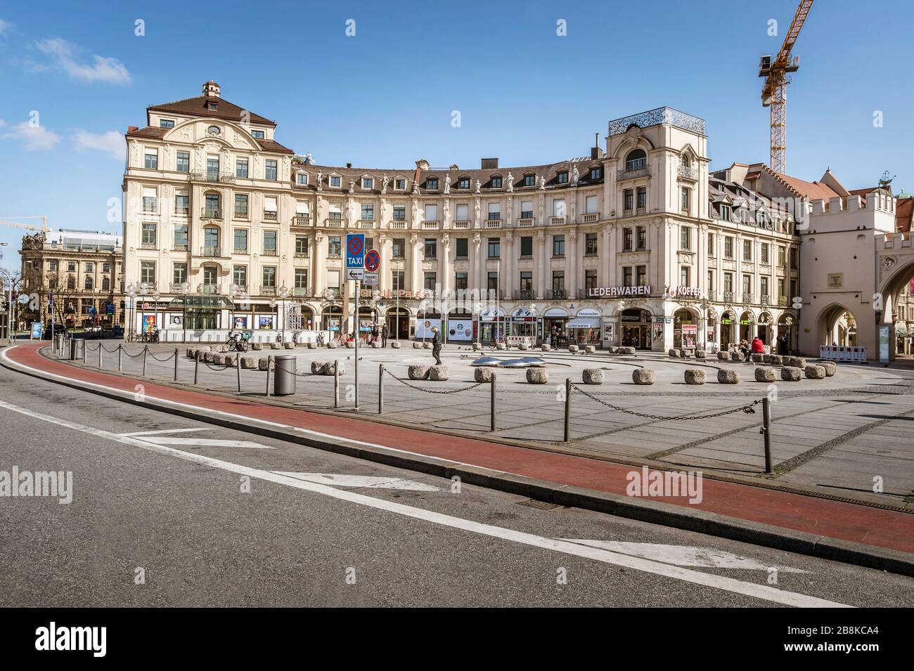 Bavaria-Munich-Germany, 22. März 2020: Empty streets at the Karlsplatz Stachus in Munich because of shutdown due to corona virus Stock Photo