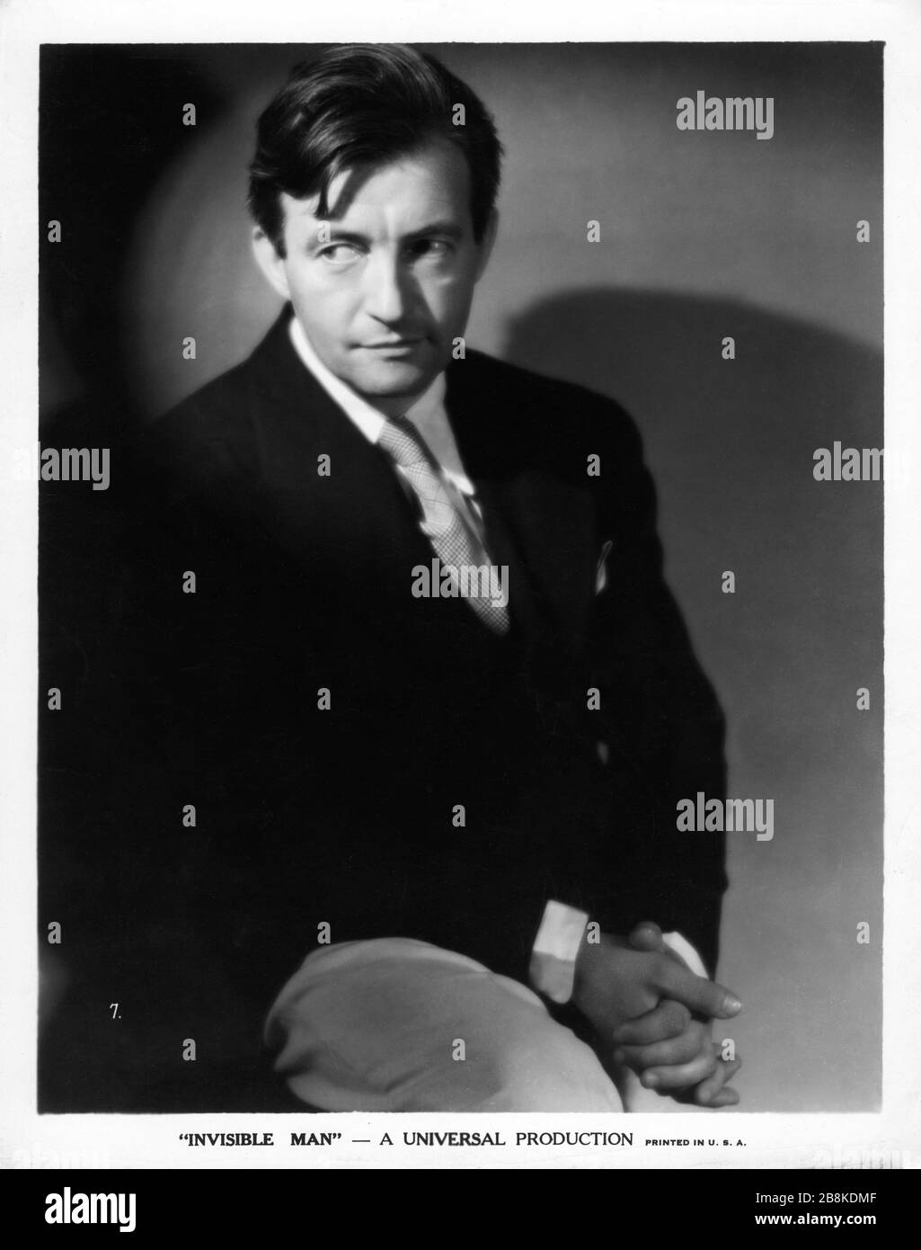 CLAUDE RAINS Publicity Portrait by Roman FREULICH for his appearance as THE INVISIBLE MAN 1933 director JAMES WHALE novel H. G. Wells screenplay R. C. Sherriff Universal Pictures Stock Photo